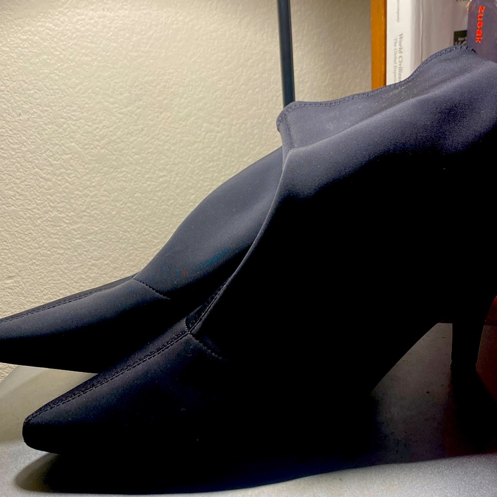 LEITH Black Stretch Fabric Ankle High Booties